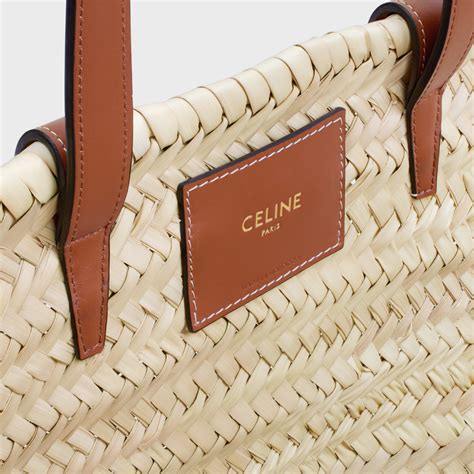 celine classic panier in palm leaves and calfskin|Medium Celine Classic Panier in Palm Leaves and Calfskin.